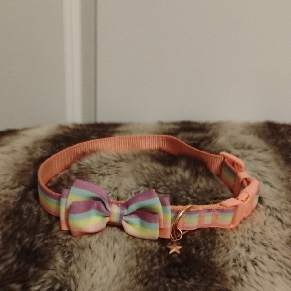 Rainbow Dog Bow Collar